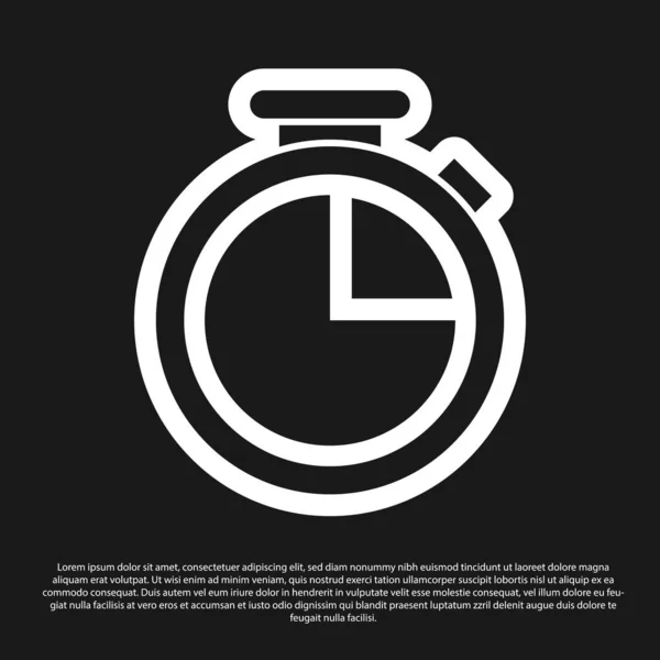Icona cronometro nero isolato su sfondo nero. Un timer temporale. Illustrazione vettoriale — Vettoriale Stock