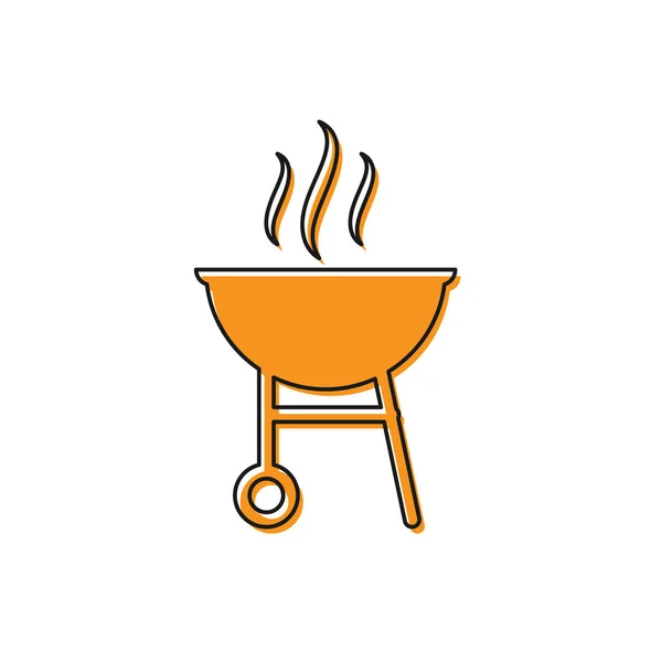 Icono de parrilla de barbacoa naranja aislado sobre fondo blanco. Fiesta a la parrilla. Ilustración vectorial — Vector de stock