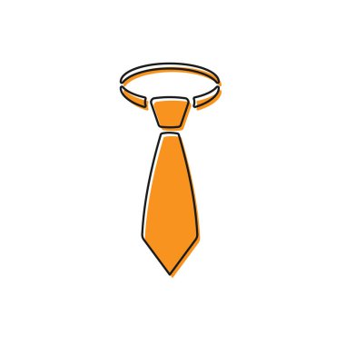 Turuncu Kravat simgesi beyaz arka plan üzerinde izole. Kravat ve boyun bezi sembolü. Vektör İllüstrasyonu