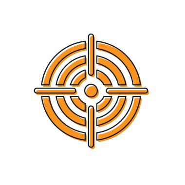 Turuncu Hedef spor çekim rekabet simgesi beyaz arka plan üzerinde izole için. Atış poligonu veya tabanca atışı için numaralarla hedefi temizleyin. Vektör İllüstrasyonu