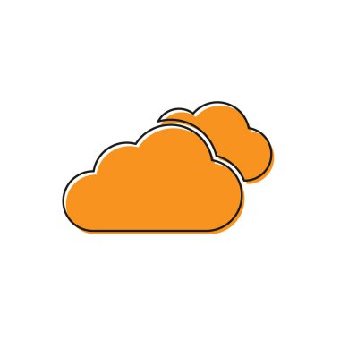 Turuncu Bulut simgesi beyaz arkaplanda izole edildi. Vektör İllüstrasyonu