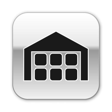 Siyah Ambar simgesi beyaz arka planda yalıtılmış. Gümüş kare düğme. Vektör İllüstrasyonu