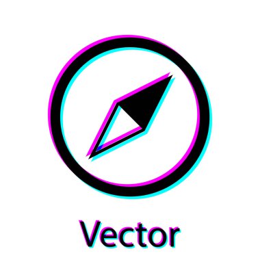 Siyah Rüzgar gül simgesi beyaz arkaplanda izole edildi. Seyahat için pusula simgesi. Navigasyon tasarımı. Vektör İllüstrasyonu