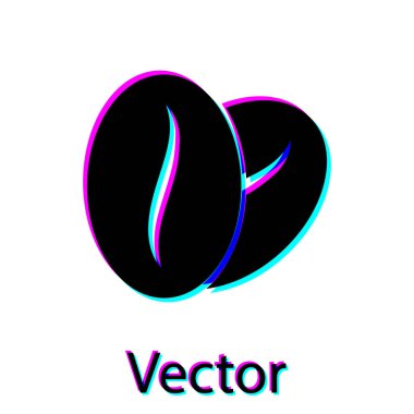 Siyah Kahve fasulye simgesi beyaz arka plan üzerinde izole. Vektör İllüstrasyonu