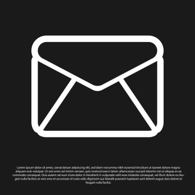 Siyah arka planda yalıtılmış Siyah Zarf simgesi. E-posta ileti mektubu simgesi. Vektör İllüstrasyonu