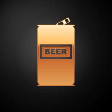 Gold Beer siyah arka planda izole simge olabilir. Vektör İllüstrasyonu