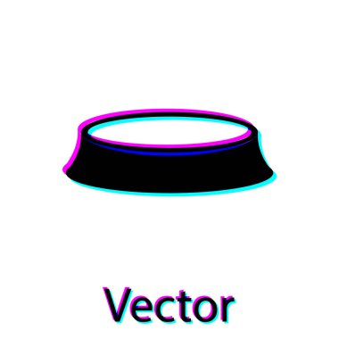 Beyaz arka planda izole kedi veya köpek simgesi için Siyah Pet gıda kase. Vektör İllüstrasyonu