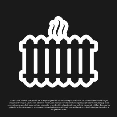 Siyah Isıtma radyatör simgesi siyah arka plan üzerinde izole. Vektör İllüstrasyonu