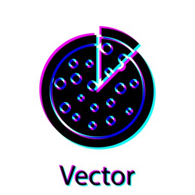 Siyah Pizza simgesi beyaz arka planda yalıtılmış. Vektör İllüstrasyonu