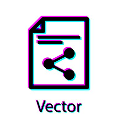 Beyaz arka planda yalıtılmış Siyah Paylaşım dosya simgesi. Dosya paylaşımı. Dosya aktarım işareti. Vektör İllüstrasyonu