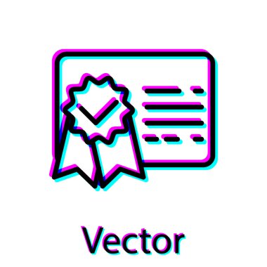 Beyaz arka planda yalıtılmış Siyah Sertifika şablon satırı simgesi. Başarı, ödül, derece, hibe, diploma kavramları. İş başarı belgesi. Vektör İllüstrasyonu