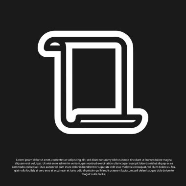 Siyah arka planda yalıtılmış Siyah Kağıt kaydırma simgesi. Tuval kaydırma işareti. Vektör İllüstrasyonu