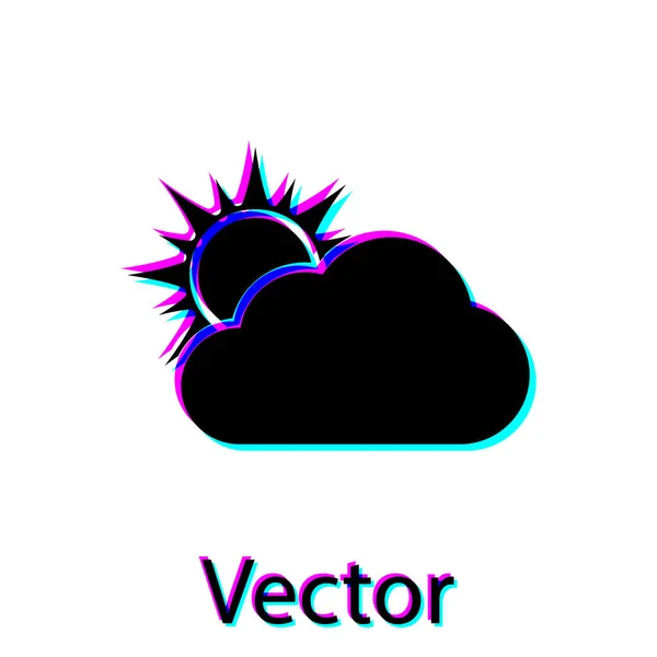 Black Sun and cloud weather icon isolated on white background. Vector Illustration — Stock Vector