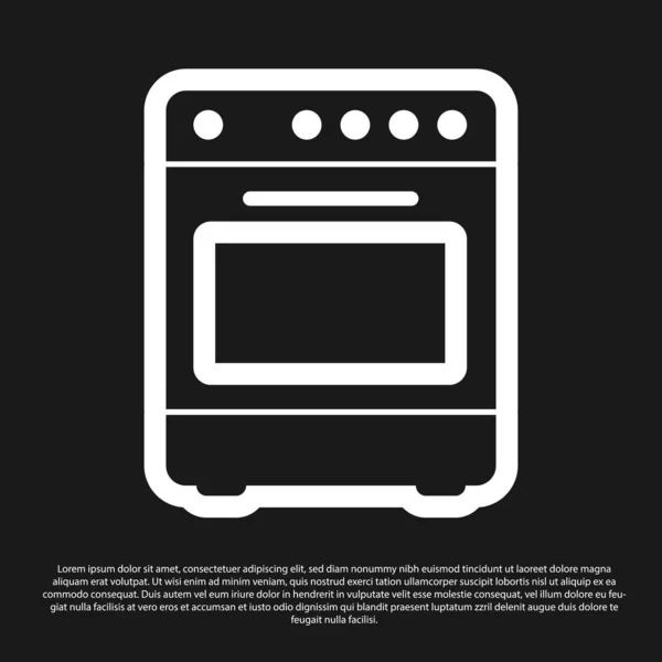 Black Oven Symbol isoliert auf schwarzem Hintergrund. Herd Gasofen Zeichen vorhanden. Vektorillustration — Stockvektor