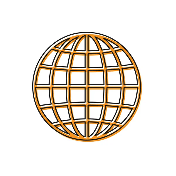 Icône globe terrestre orange isolé sur fond blanc. Illustration vectorielle — Image vectorielle