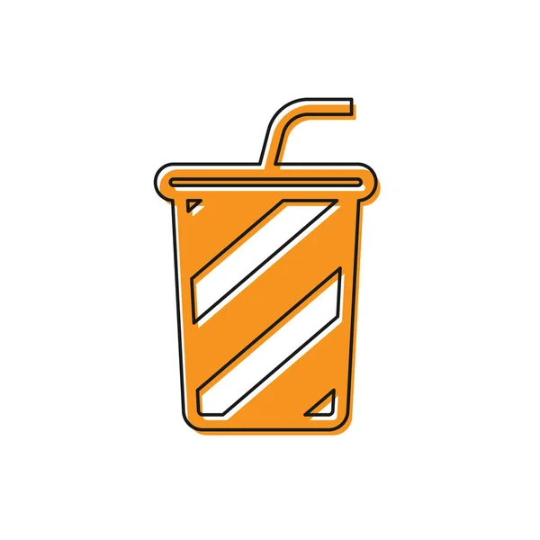 Verre orange avec icône de l'eau isolée sur fond blanc. Verre à soda avec paille à boire. Symbole de boisson fraîche froide. Illustration vectorielle — Image vectorielle