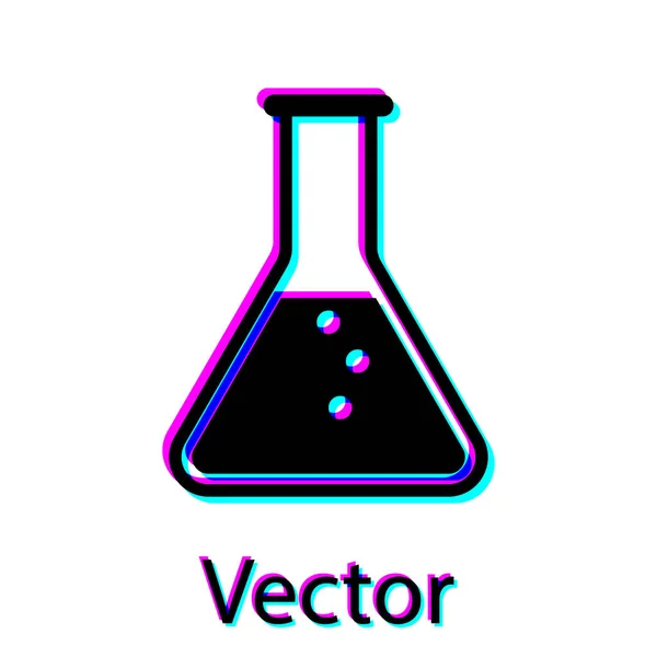 Черная пробирка и колба - химическая лабораторная иконка на белом фоне. Векторная миграция — стоковый вектор