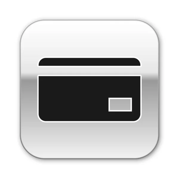 Black Credit card icon isolated on white background. Online payment. Cash withdrawal. Financial operations. Shopping sign. Silver square button. Vector Illustration — Stock Vector