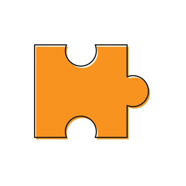 Pièce orange de puzzle icône isolée sur fond blanc. Appartement moderne, affaires, marketing, finance, concept internet. Illustration vectorielle — Image vectorielle