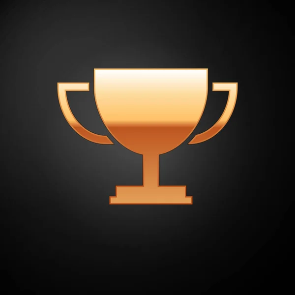 Icono de copa Trofeo de Oro aislado sobre fondo negro. Símbolo. Icono de copa Campeón. Ilustración vectorial — Archivo Imágenes Vectoriales