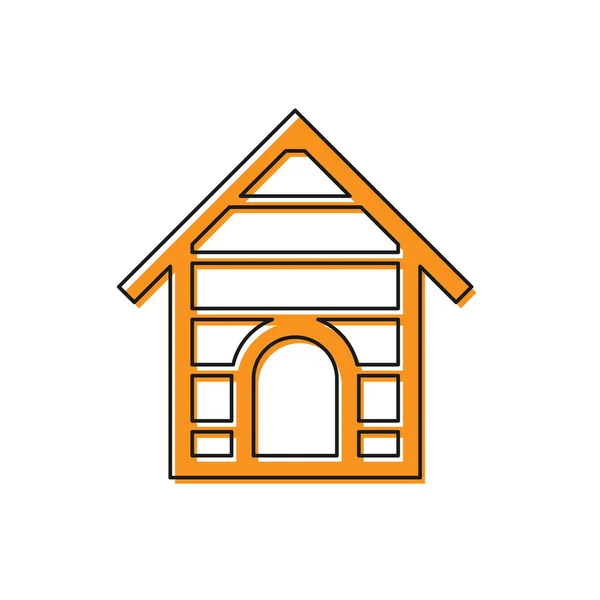 Icona Orange Dog house isolata su sfondo bianco. Canile per cani. Illustrazione vettoriale — Vettoriale Stock