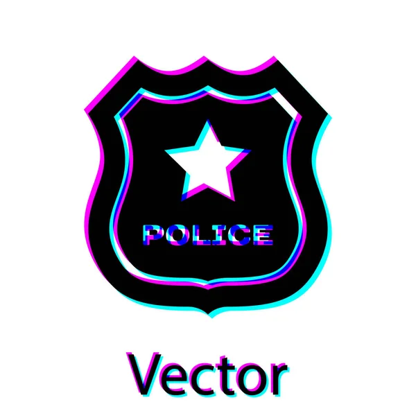 Icône de badge de police noire isolée sur fond blanc. Panneau d'insigne du shérif. Illustration vectorielle — Image vectorielle