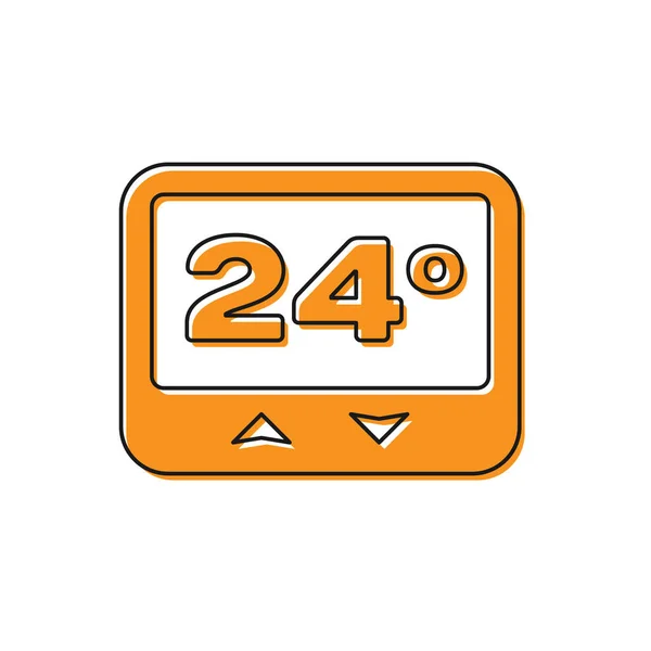 Icono de termostato naranja aislado sobre fondo blanco. Control de temperatura. Ilustración vectorial — Vector de stock