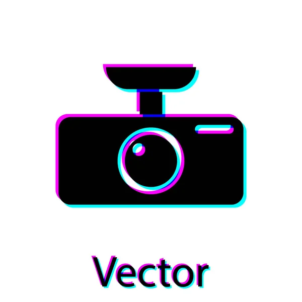 Schwarzes Auto-dvr-Symbol isoliert auf weißem Hintergrund. Auto digitale Videorecorder-Symbol. Vektorillustration — Stockvektor