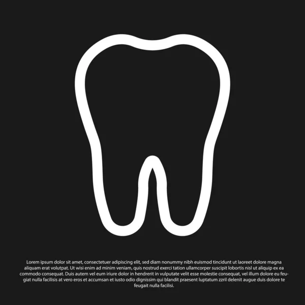 Icona dente nero isolato su sfondo nero. Simbolo del dente per odontoiatria clinica o dentista centro medico e dentifricio pacchetto. Illustrazione vettoriale — Vettoriale Stock