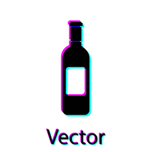 पांढरा पार्श्वभूमीवर वेगळे वाईन चिन्ह काळी बाटली. व्हेक्टर इलस्ट्रेशन — स्टॉक व्हेक्टर