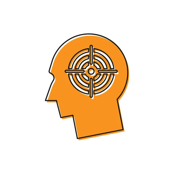 Icona concetto di caccia Orange Head isolata su sfondo bianco. Obiettivo aziendale o segno Occupazione. Risorse umane e reclutamento per le imprese. Illustrazione vettoriale — Vettoriale Stock