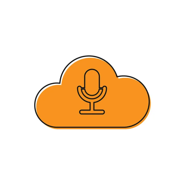 Orange Music icône de service de streaming isolé sur fond blanc. Cloud Computing sonore, streaming multimédia en ligne, chanson en ligne, onde audio. Illustration vectorielle — Image vectorielle