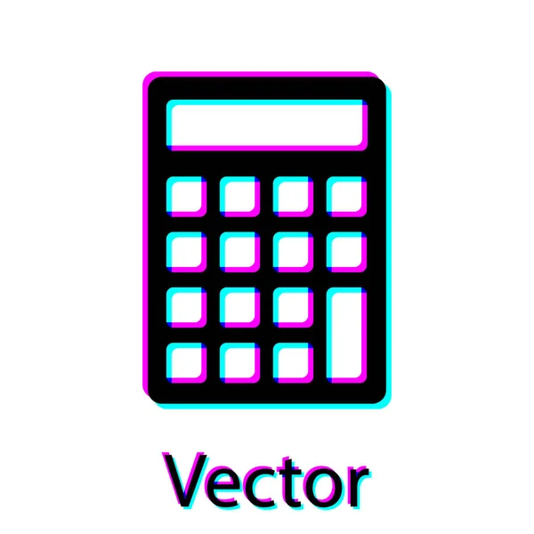 Icono de la calculadora negra aislado sobre fondo blanco. Símbolo contable. Cálculos de negocio matemáticas educación y finanzas. Ilustración vectorial — Archivo Imágenes Vectoriales