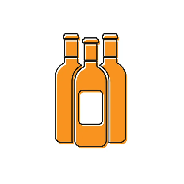 Bottiglie arancioni di icona del vino isolate su sfondo bianco. Illustrazione vettoriale — Vettoriale Stock