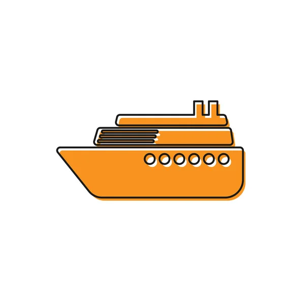 Иконка оранжевого корабля выделена на белом фоне. Векторная миграция — стоковый вектор