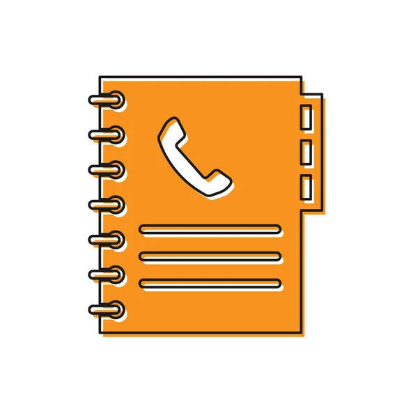 Oranžový telefonní seznam ikona izolovaný na bílém pozadí. Adresáře. Telefonní adresář. Vektorová ilustrace — Stockový vektor