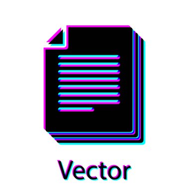 Beyaz arka planda yalıtılmış Siyah Belge simgesi. Dosya simgesi. Denetim listesi simgesi. İş konsepti. Vektör İllüstrasyonu