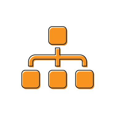 Turuncu İş hiyerarşisi organogram grafik infographics simgesi beyaz arka plan üzerinde izole. Kurumsal organizasyon yapısı grafik elemanları. Vektör İllüstrasyonu