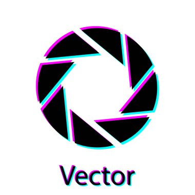 Siyah Kamera deklanşör simgesi beyaz arka planda yalıtılmış. Vektör İllüstrasyonu