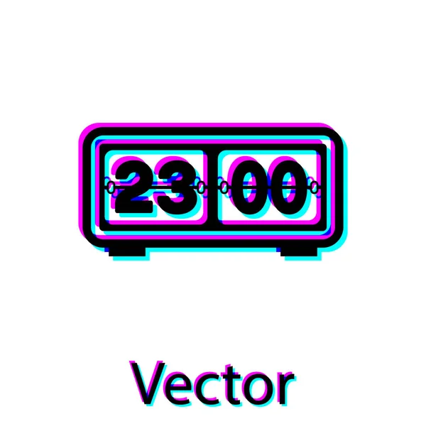 Svart retro flip Clock Icon isolerad på vit bakgrund. Väggflik klocka, nummer räknare mall, alla siffror med flips. Vektor illustration — Stock vektor