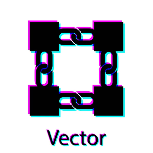 Icono de tecnología Black Blockchain aislado sobre fondo blanco. Signo de datos criptomoneda. Negocio abstracto de tecnología de red de cadena de bloques geométricos. Ilustración vectorial — Archivo Imágenes Vectoriales