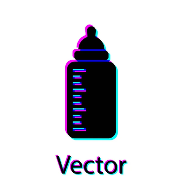 Icône de biberon noir isolé sur fond blanc. icône de la bouteille d'alimentation. Signe de bouteille de lait. Illustration vectorielle — Image vectorielle