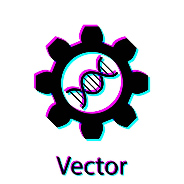 Svart genteknik ikon isolerad på vit bakgrund. DNA-analys, genetik testning, kloning, faderskapstest. Vektor illustration — Stock vektor