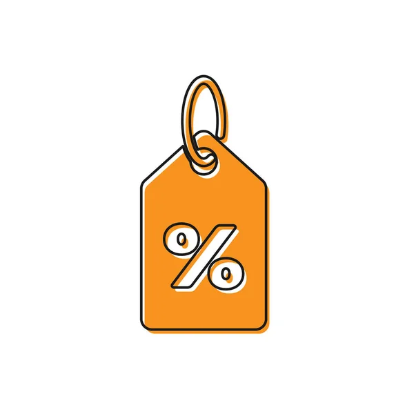 Orange Discount Prozent Tag Symbol isoliert auf weißem Hintergrund. Das Schild mit dem Shopping-Tag. Sonderangebotsschild. Rabattgutscheine. Vektorillustration — Stockvektor