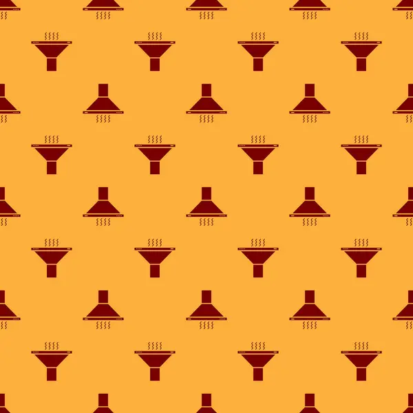 Rote Küchenabzug Fan-Symbol isoliert nahtlose Muster auf braunem Hintergrund. Abzugshaube. Küchenauspuff. Haushaltsgerät. flache Bauweise. Vektorillustration — Stockvektor