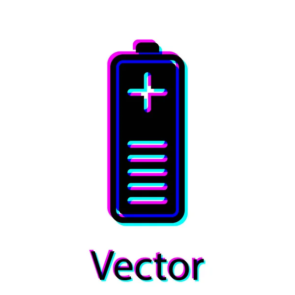 Icône indicateur de niveau de charge de batterie noir isolé sur fond blanc. Illustration vectorielle — Image vectorielle