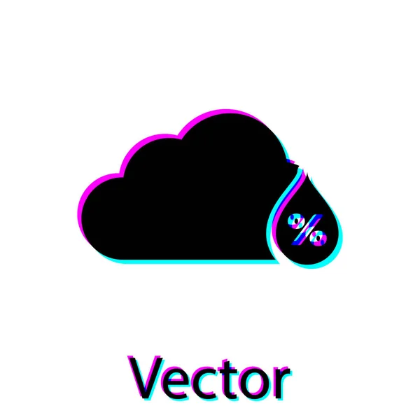 Schwarzes Feuchtigkeitssymbol isoliert auf weißem Hintergrund. Wetter und Meteorologie, Wolke, Thermometer-Symbol. Vektorillustration — Stockvektor