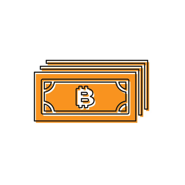 Bitcoin concepto de criptomoneda naranja en círculo con icono de circuito de microchip aislado sobre fondo blanco. Tecnología blockchain, mercado de dinero digital. Ilustración vectorial — Vector de stock