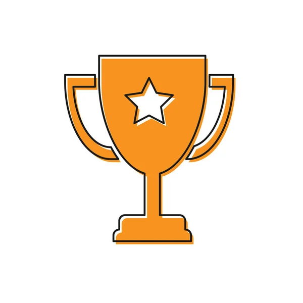 Icono de copa de trofeo naranja aislado sobre fondo blanco. Símbolo. Icono de copa Campeón. Diseño plano. Ilustración vectorial — Vector de stock