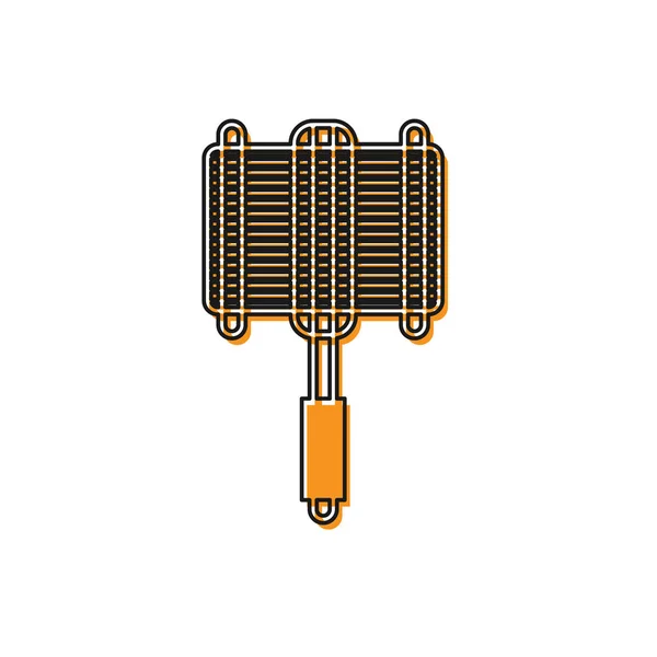 Icono de rejilla de acero para barbacoa naranja aislado sobre fondo blanco. Vista superior de barbacoa parrilla. Bastidor de alambre para barbacoa. Cesta para asar. Ilustración vectorial — Archivo Imágenes Vectoriales